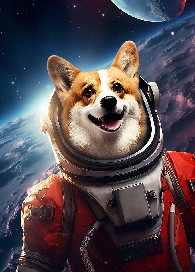 Cute Astronaut Corgi Dog