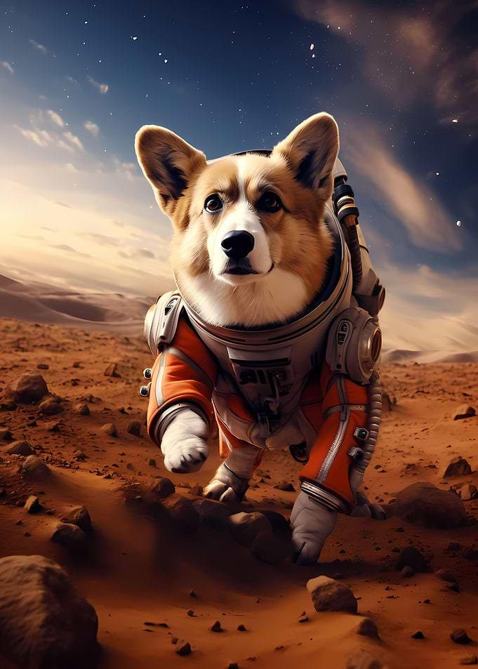 Cute Astronaut Corgi Dog