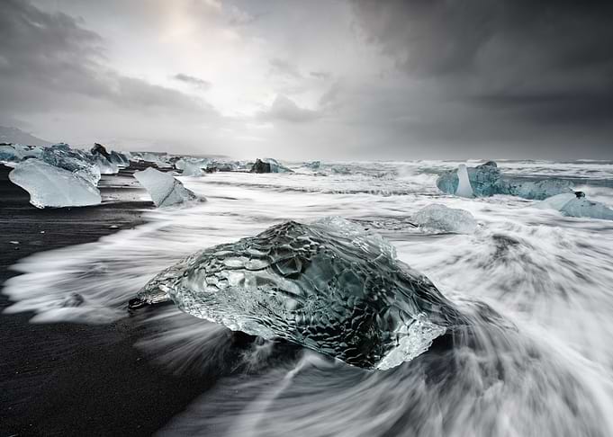 Dramatic ice beach
