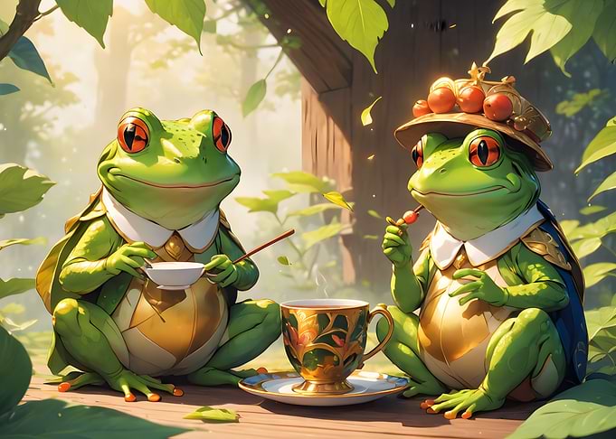 Frogs Drinking Tea