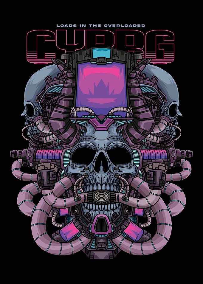 Cyborg Skull With Text