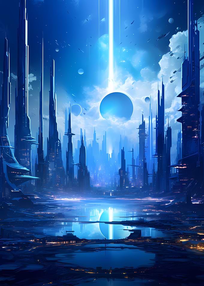 Futuristic Blue Moonlight