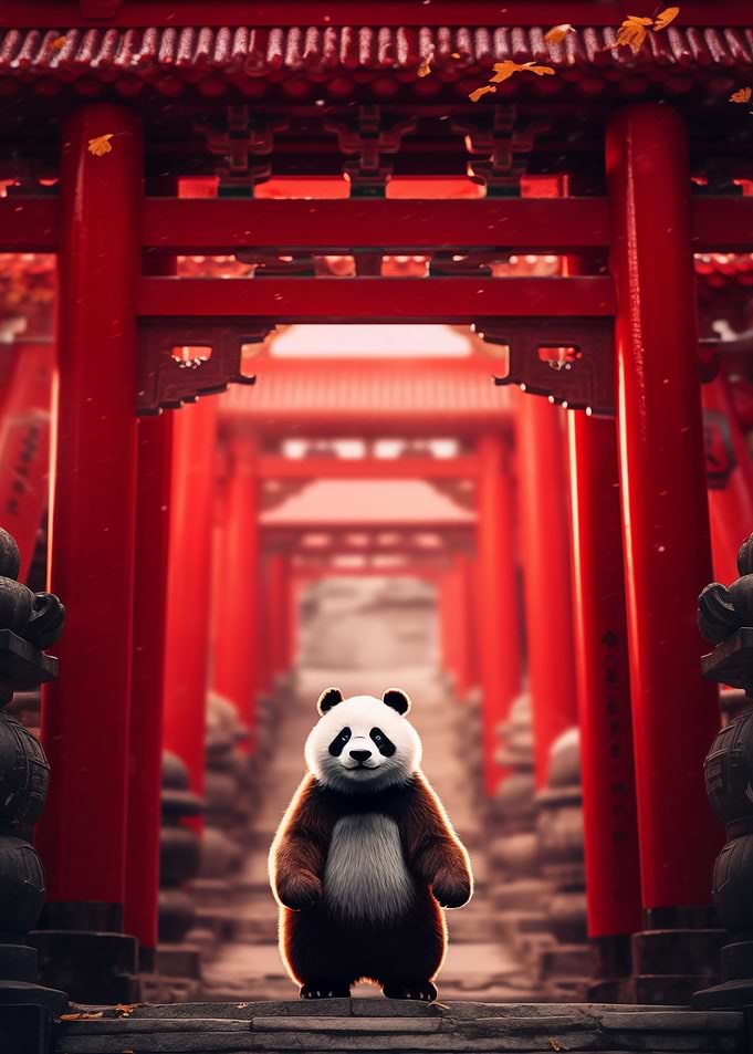 Japanese Panda Torii Gate