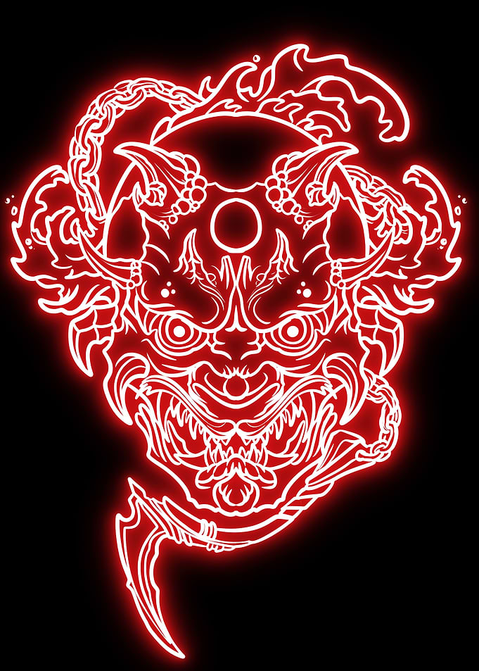 neon oni mask
