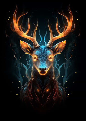 Deer Neon Poster