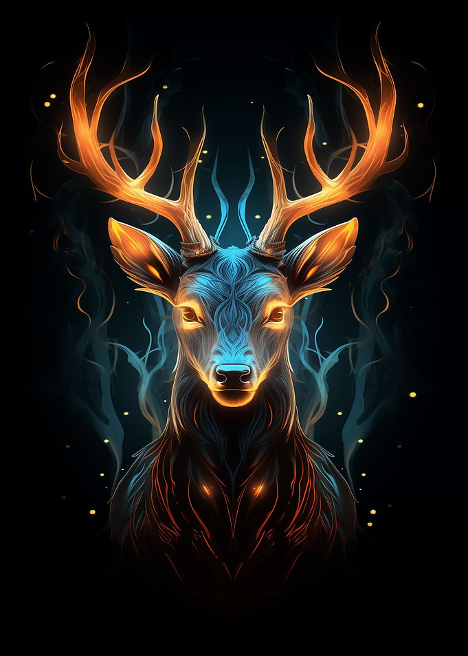 Deer Neon Poster