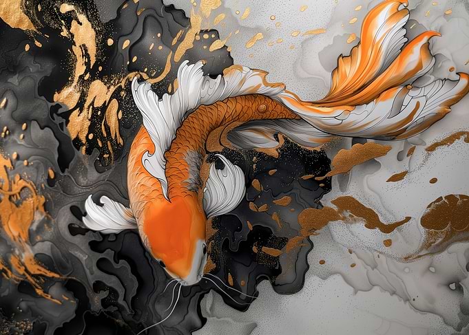 Koi Fish Marble Art