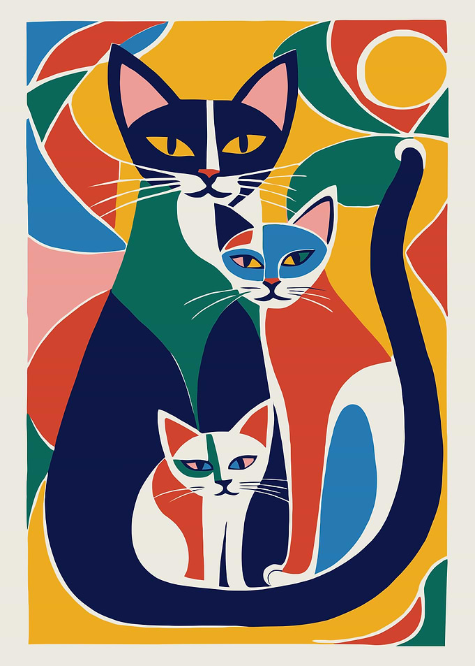 Colorful Cats Family