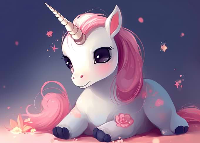 Cute baby Unicorn Horse