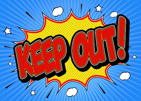 Comic Alert Keep Out — metal poster wall art