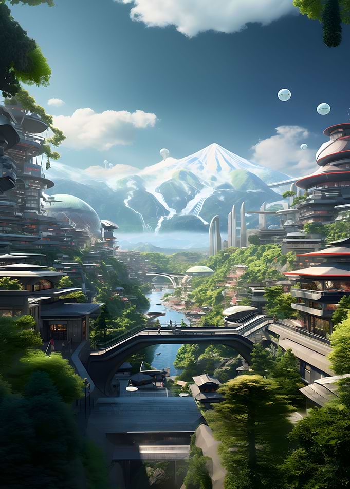 Futuristic janapese scnery