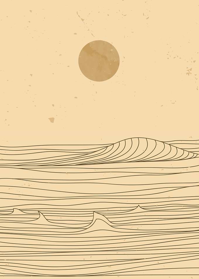 Ocean wave with line art