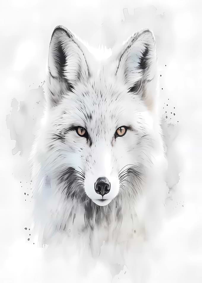 Arctic Fox Watercolor