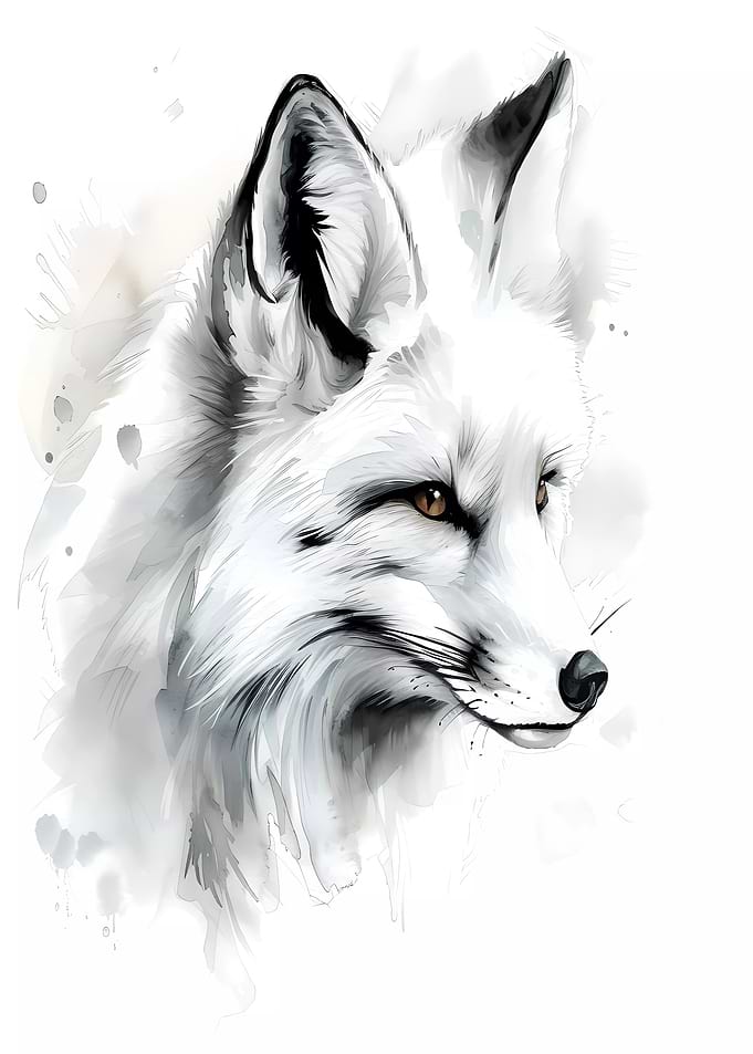 Arctic Fox Watercolor