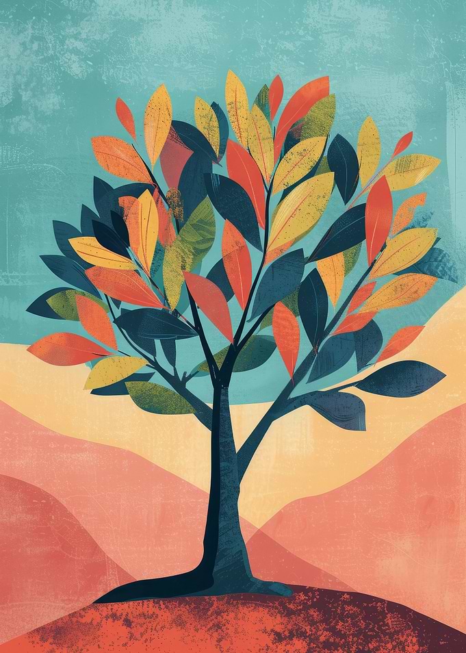 Orange Minimalist Tree