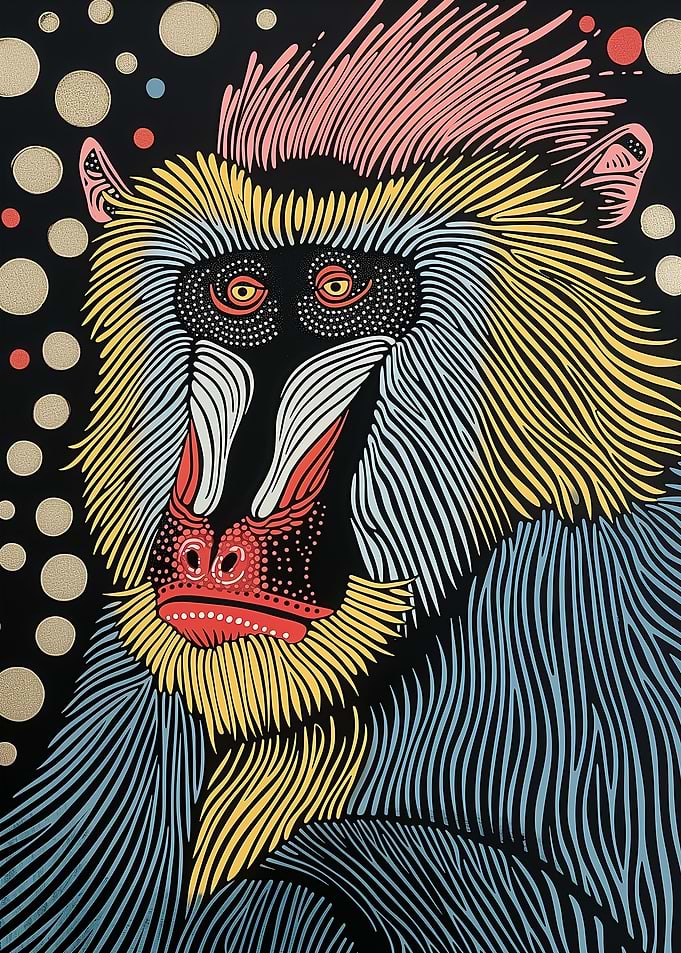 Majestic Mandrill Poster