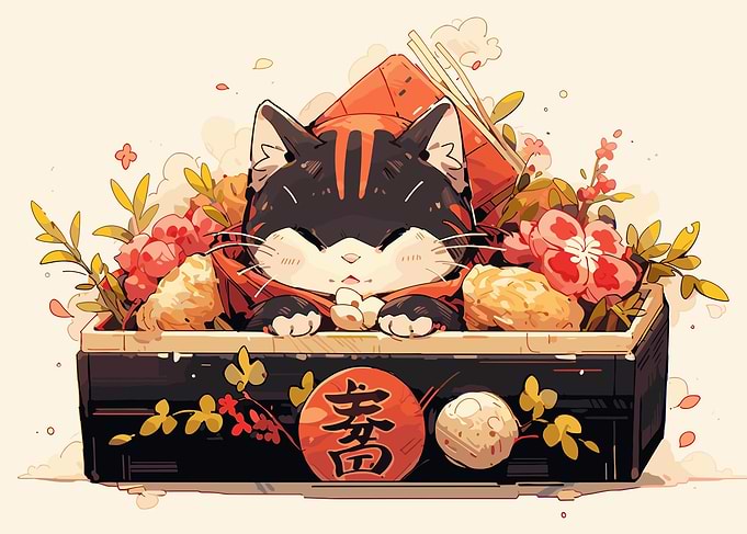 Japanese Sleeping Cat Box
