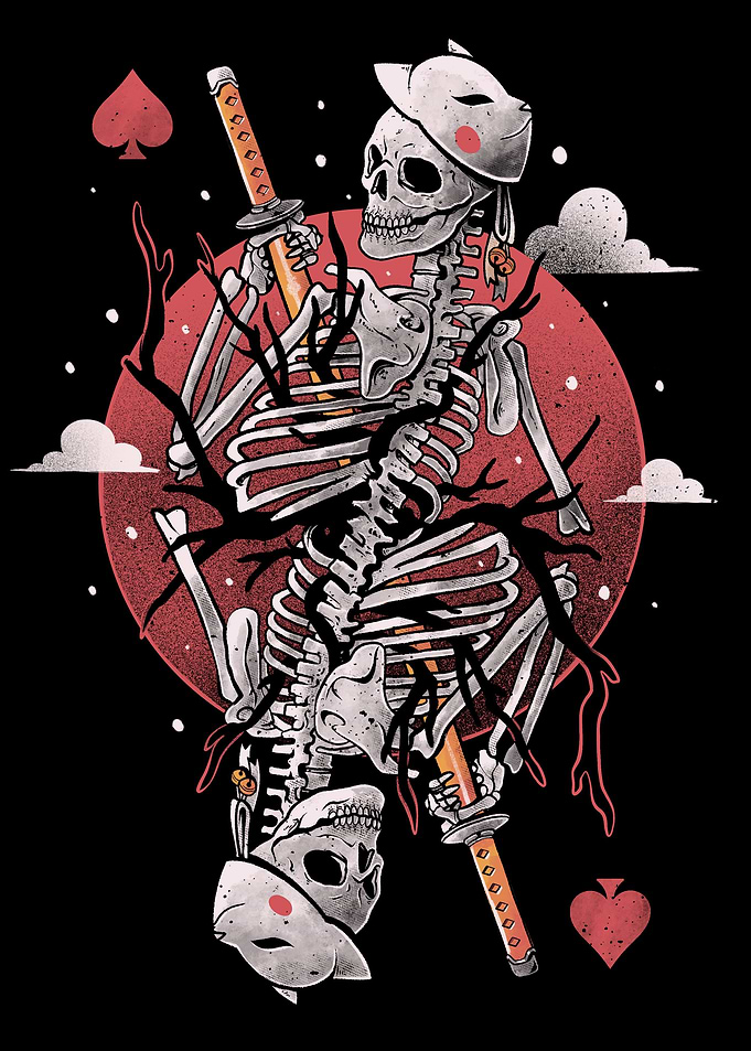 Samurai Skull Card
