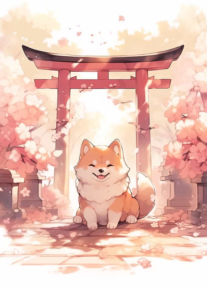 Dog Japan Shiba Blossom