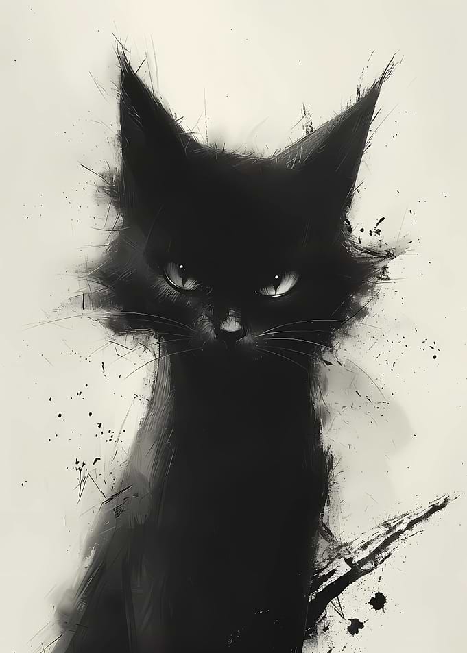 Enigmatic black cat