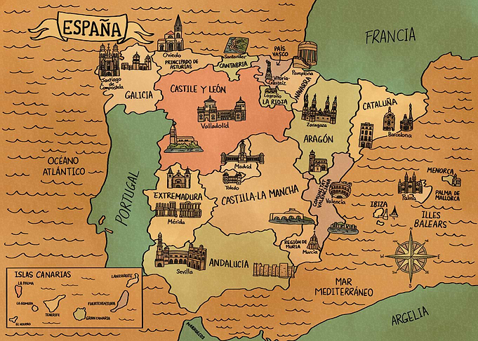 Mapa Vintage Colorido