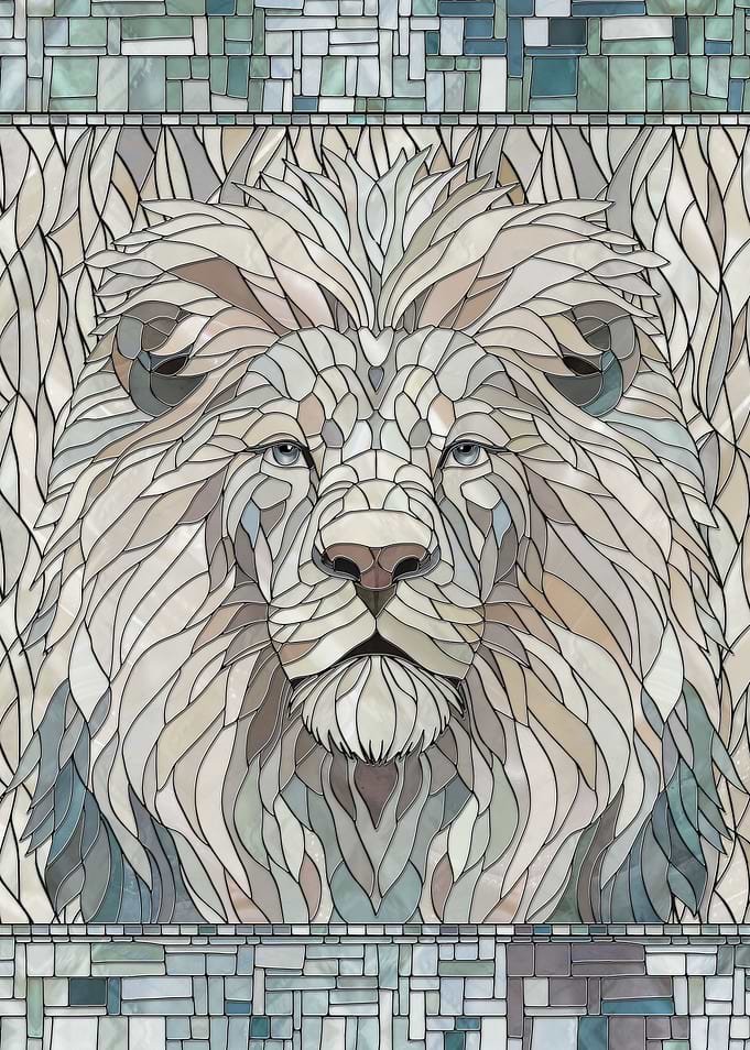 Lion Portrait Mosaic Art