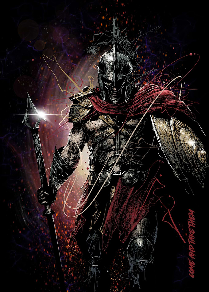 spartan warrior scribble