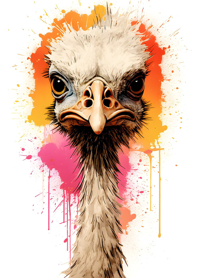 Ostrich Portrait Painting