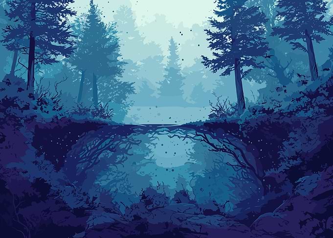 Anime Dark River Forest
