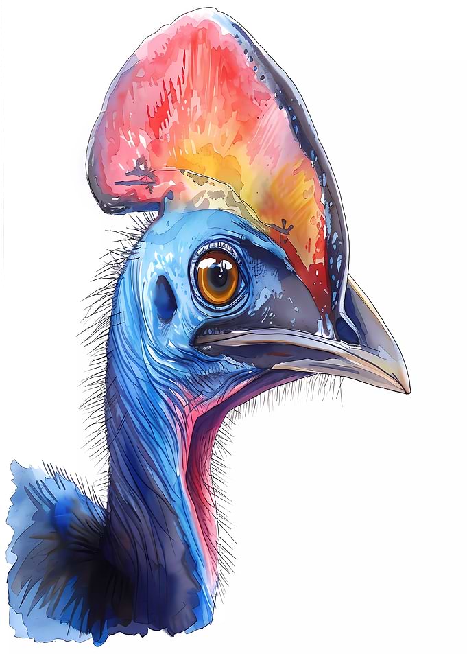 Cassowary Watercolor