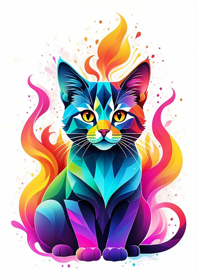 Geometric Color Cat