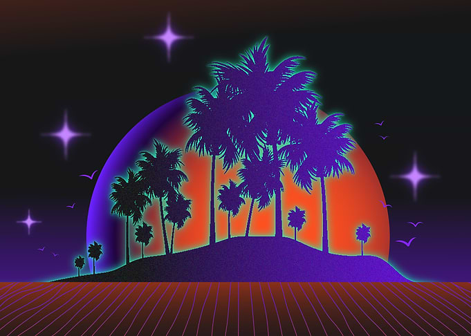 sunset palm retrowave