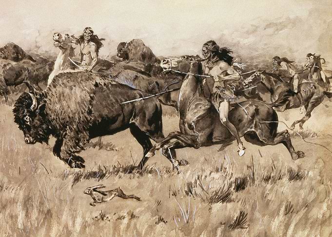 Indians Hunting Bison