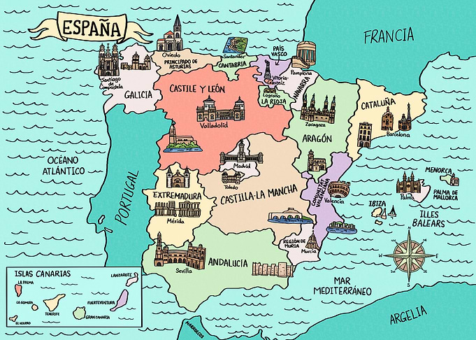 Colorido Mapa Spain