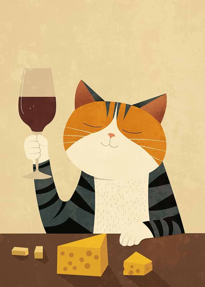 Cat With Wine Glass