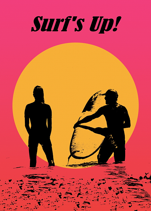 Endless Summer Surfs Up — vintage poster restored on metal