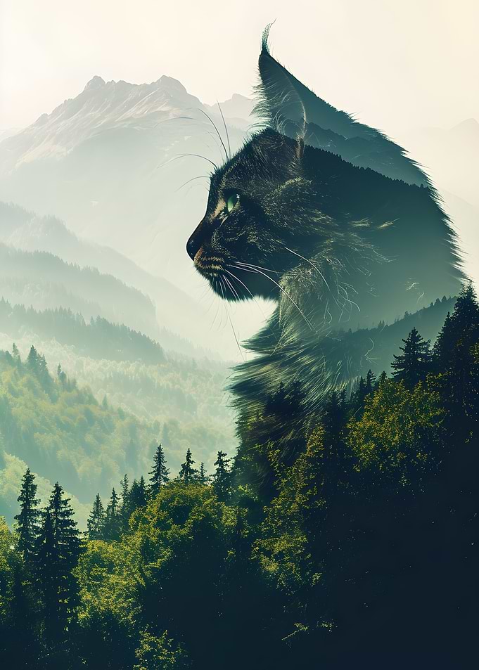 Cat Double Exposure Nature