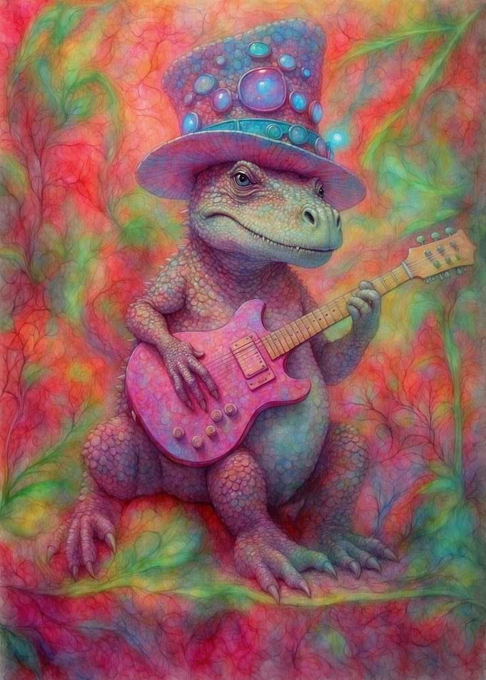 Psychedelic Dino Guitar 2