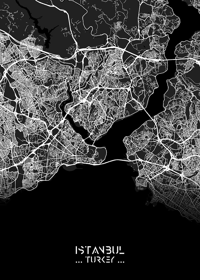 Istanbul City Map Black