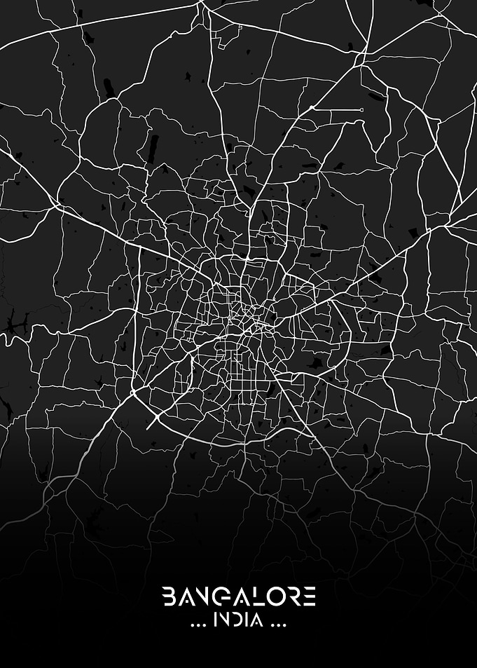 Bangalore City Map Black