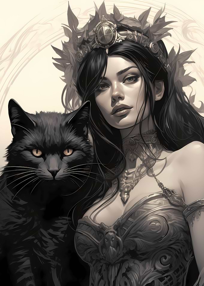 Cat Woman Warrior Wall Art
