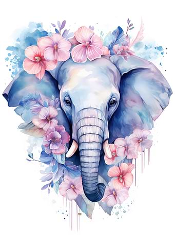 Elephant with Flowers