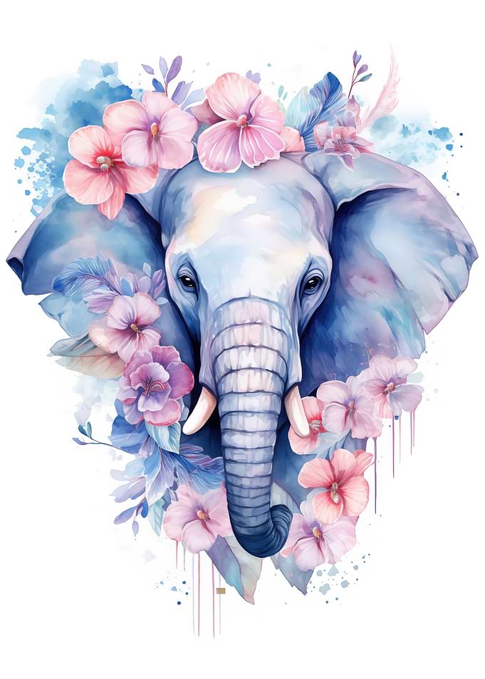 Elephant with Flowers