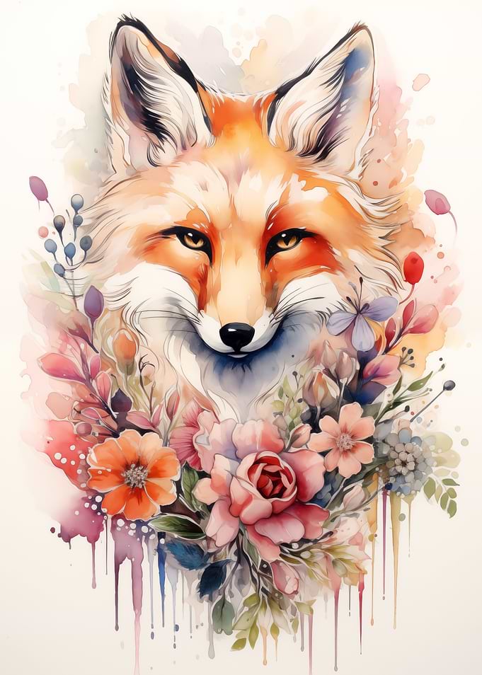 Fox with Flowers