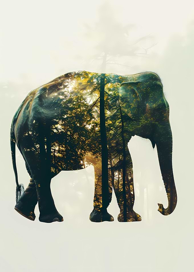 Elephant Double Exposure