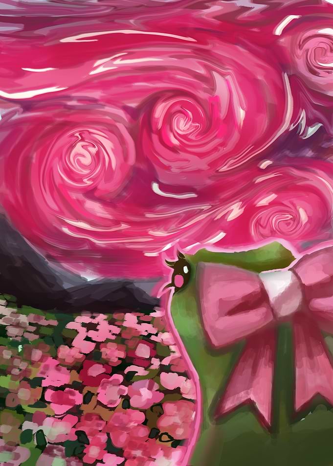 frog in pink starry night