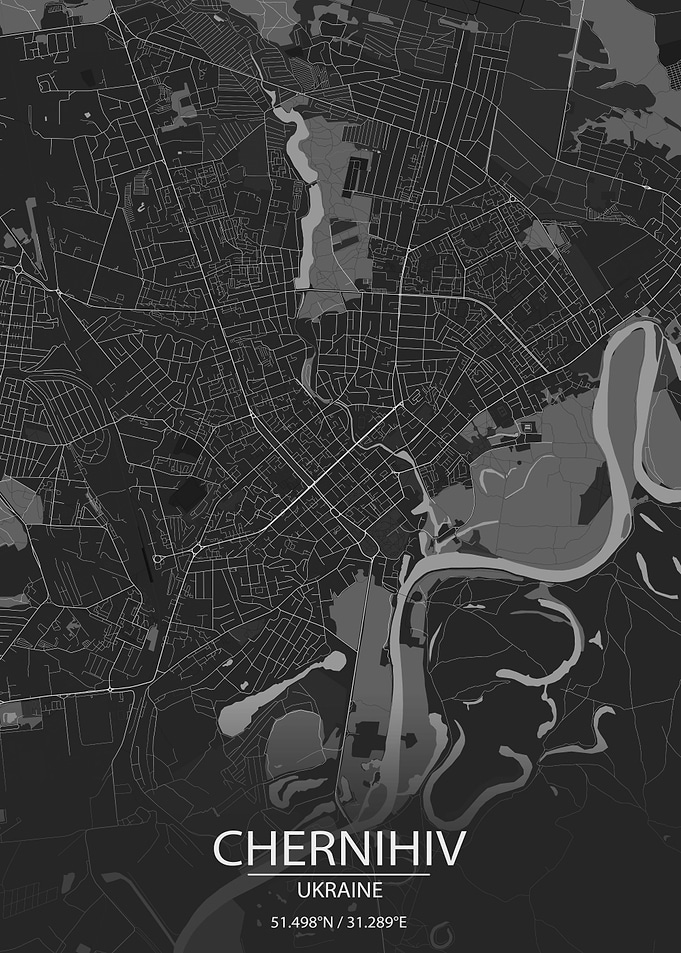 Chernihiv UA Dark Grey Map
