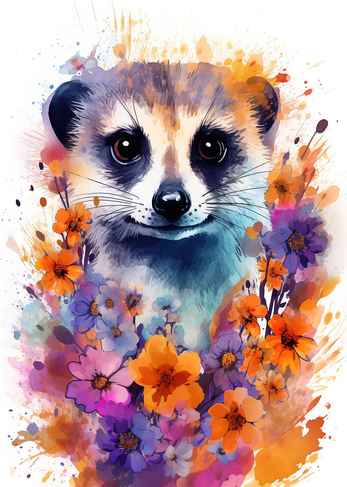 Meerkat with Flowers