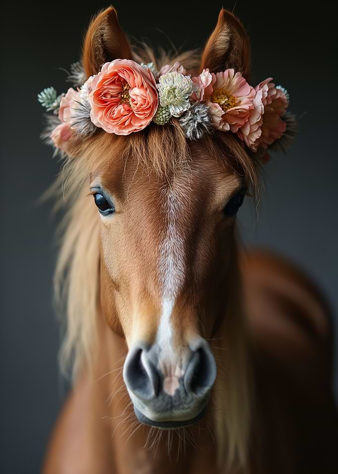 Horse Flower Crown Print