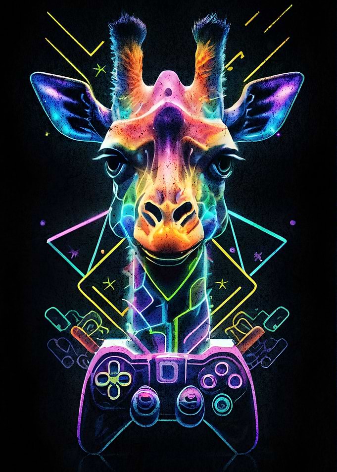 Cool Gamer Giraffe Neon